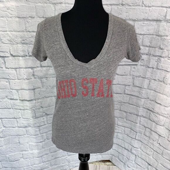 Ohio state women L campus couture short sleeve scoopneck grey top - Picture 1 of 9